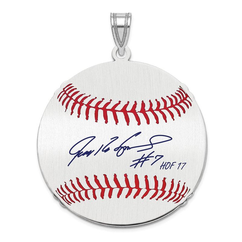 Sterling Silver Ivan Rodriguez Signature Lg Enamel Baseball Pendant